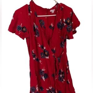 Red Wrap Floral Dress